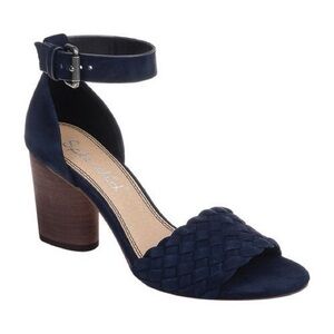 Splendid Navy Suede block heel sandal shoe NWT size 9 Taro ankle strap